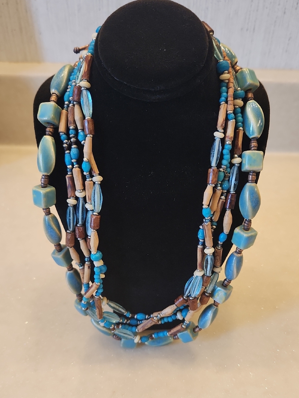 Turquoise Multi-Strand Boho Necklace & Vintage Turquoise Necklace - 2 Necklaces